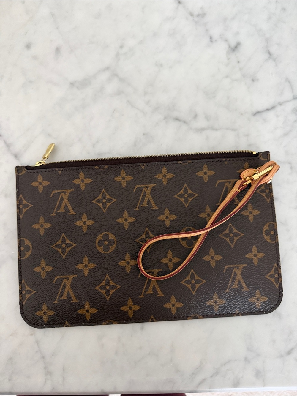Louis Vuitton Monogram Canvas Wristlet Clutch in Brown